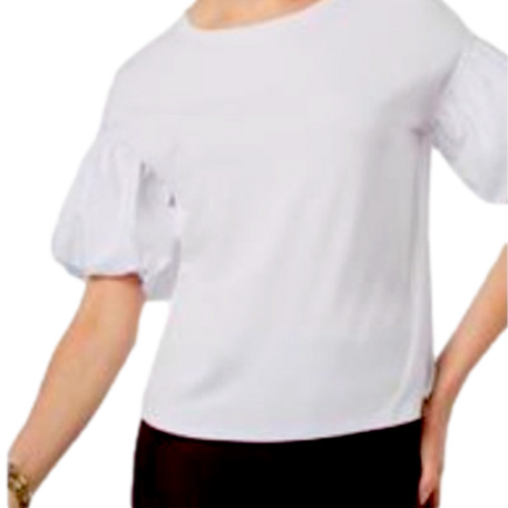 Cable & Gauge white puff short sleeve blouse-  XL